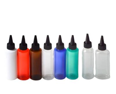 China 120ML Chemical PET Shoulder Round Ink Bottle With Pointed Mouth Cap for sale