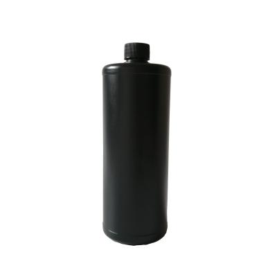 China Household Products Round HDPE Plastic Empty Bottle 1l Matt Black Chemical Bottle for sale