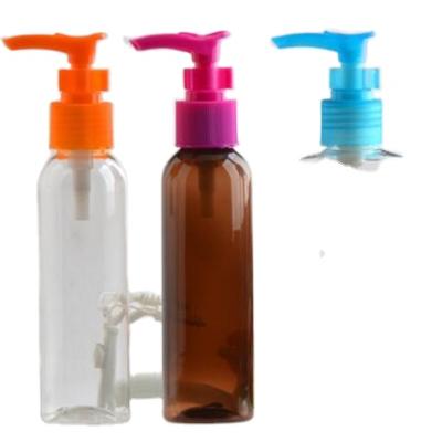 China 120ML PET Cosmetic Round Shoulder Lotion Cosmetic Bottle With Pump Cap for sale