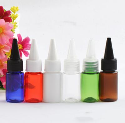 China Household Products 10ml PET Color Ink Dropper Bottle Plastic Press Squeeze Bottle With Spout Cap for sale