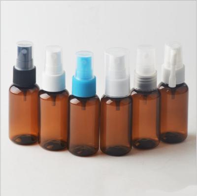 China Household Products 40ml PET Round Shape Amber Color Plastic Spray Bottle for sale