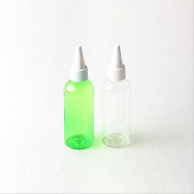 China Household Products 80ml PET Round Shape Plastic Pointed Spout Cap Oil Squeeze Bottle for sale