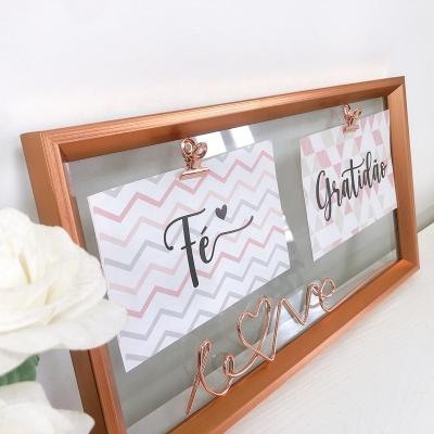 China Modern three-dimensional transparent glass photo frame real LOVE family picture frame display desk decoration for sale