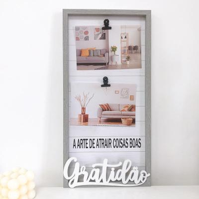 China Best Selling Morden Amazone Custom Square Wall Picture Collage Clip Wooden Photo Frame for sale