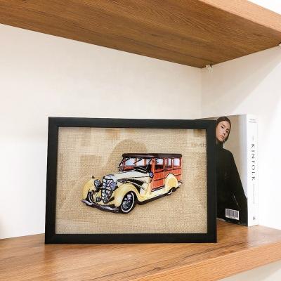 China New Eco-friendly Vintage Car Glass Painting With Frame Wall Art Decoration Other Paintings for sale