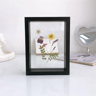 China Environmental friendly manufacturing acrylic glass wall art with wooden frame wall hanging a4 photo frame for sale