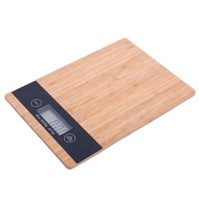 China WITH LID Bamboo Panel Kitchen Scale Food Coffee Scales Rectangle LCD Digital Electronic Scale 5KG/1G for sale