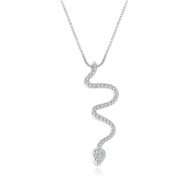 China New FASHIONABLE Type 925 Sterling Silver Necklace Snake Pendant Women Radiant Clear CZ Non Tarnish Hypoallergenic Jewelry for sale