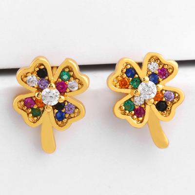 China 2021 New Arrivals Summer Fashion Jewelry Colorful Flower Butterfly Stud Earrings Indian Rainbow Stainless Steel Lead Free Nickel Free Jewelry for sale