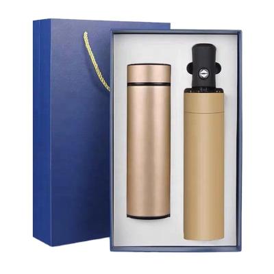 China Eco-Frendly Business Gift Sets Smart Water Bottle With Umbrella Corporate Promotional Gift Sets Items For Wedding Favors for sale