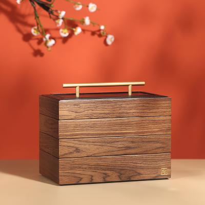 China Wholesale Custom Logo Luxury Large Wooden Jewelry Box Jewelry Storage Box Ring Earring Case 4Layers Wooden Jewelry Storage Box Organizer for sale