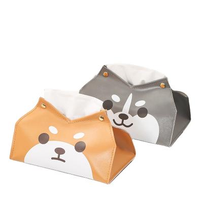 China Wholesale Durable Rectangle PU Leather Facial Toilet Paper Box Lid With Latch Household Storage Car Tissue Organizer Napkin Cover for sale