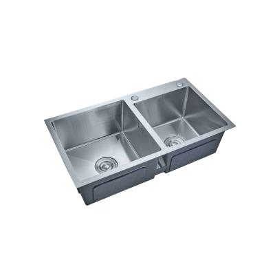 China Without Faucet Double Bowl High End Handmade Household Stainless Steel Kitchen Sink for sale