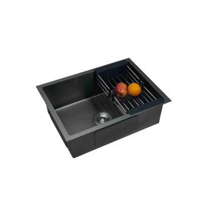 China Without Faucet High End Black Handmade Stainless Steel Kitchen Sink Custom Compound Double Bowl Sink for sale