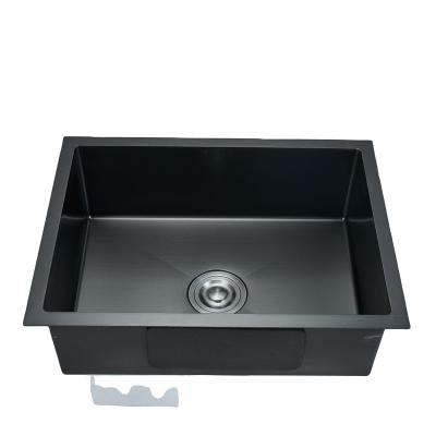 China Without Faucet High End Black Handmade Stainless Steel Kitchen Sink Custom Compound Double Bowl Sink for sale