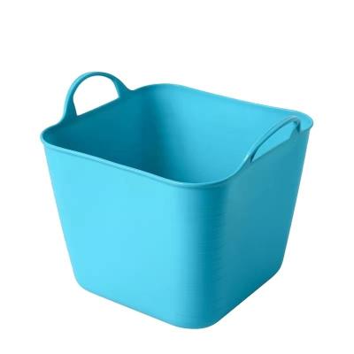 China Folding Heavy Duty Soft PE Plastic Laundry Clothes Storage Basket Organizer Plastic for sale