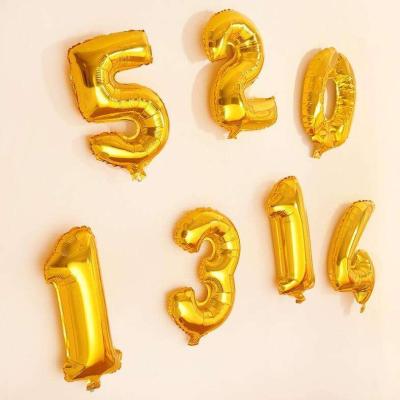 China 16inch Toy Balloons Happy Birthday Number Balloon Advertising Number Figures Gold Letter Balloon Wedding Birthday Party Decorations Balloons for sale