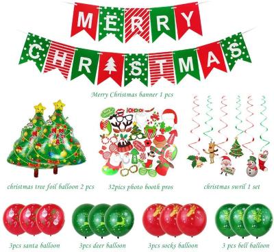 China Advertising Toy Christmas Theme Red Printing Santa Claus Snowman 12 inch Merry Christmas latex balloon set Christmas party decoration for sale