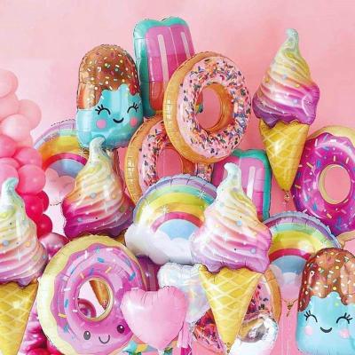 China Party Props 32Inch Donut Digital Foil Balloon Globo De Helado De Donut Fruit Ice Cream Helium Balloon For Birthday Party Decoration for sale