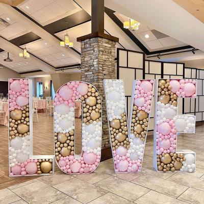 China Party Decoration Kt Board DIY Balloon Filling Box Love Heart Letter Number Frame Balloon Holder Baby Birthday Wedding Backdrop Decors for sale