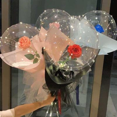 China Advertising Toy Hot Selling Artificial Flowers Rose San Valentine's Gift Christmas Decoration Ornaments Led Rose Bobble Balloons for sale