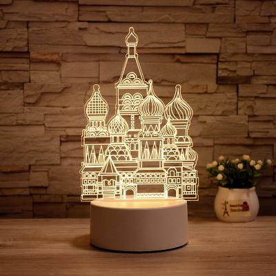 China Modern Simplicity 3D Night Lights Optical Illusion LED Night Lamps Acrylic 3d Light Decorative Gift For Kids for sale