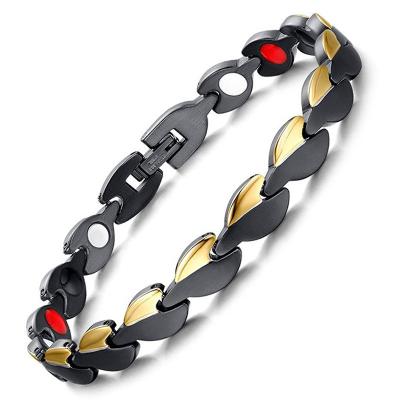 China 4IN1 Energy Elements Bio Power Magnetic Fashion Jewelry Black &gold Women Health CLASSIC Bangle Bracelets for sale