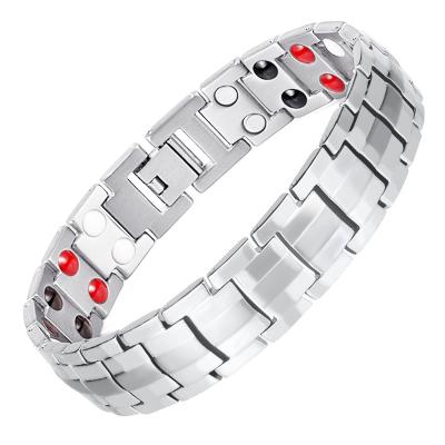 China New Design Stainless Steel Bio Metal Heavy Jewelry energyTitanium Double Line Bracelet for sale