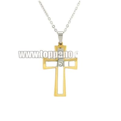 China No Allergy Or ​​No Rust 316L Lucky Cross Pendant Jewelry IPG Gold Plating Stainless Steel Pendant With Quantum Energy Pendant For Ladies for sale