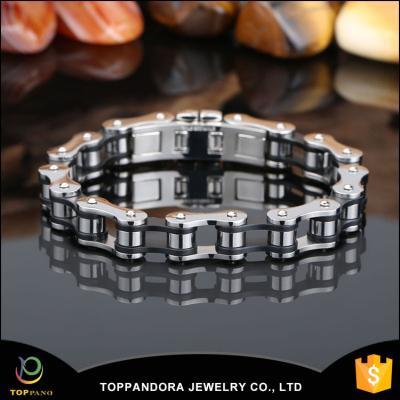 China Fashion cool fashion style new design men's bracelet good quality silver stainless steel bicycle chain style finger chain ring bracelet for sale