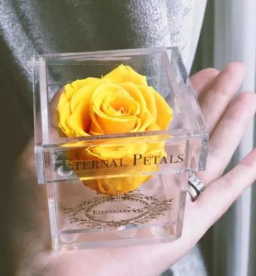 China Valentine's Day Flower Box Valentine's Day Acrylic Flower Box Storage Box 1 Hole Acrylic Preserved Transparent Box for sale