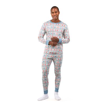 China 100% Organic Cotton Unisex Adult 100% Organic Cotton Nordic Penguin/whale Long Sleeve Pajamas for sale