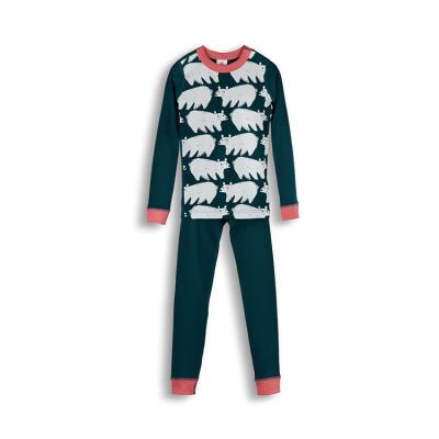 China BLack /Artisan Red/Galactic Teal Kids' Organic Cotton Cub Long Sleeve Pajamas for sale