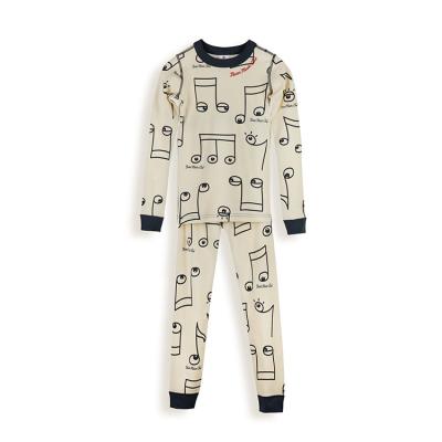 China Crimson/White/Airy Blue /Multl Kids' Organic Cotton Music Club Music Notes Long SleevePajamas for sale