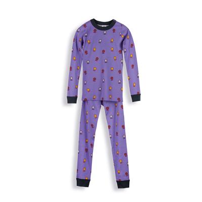 China Smooth Soft Snug Fit with High Yarned Textile Kids' 100% Pure Cotton Button Long Sleeve Pajamas for sale