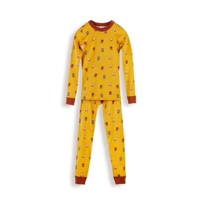 China Navy/Putty Pink/Golden Harvest/Mauve Kids' 100% Organic Cotton Button Long Sleeve Pajamas for sale