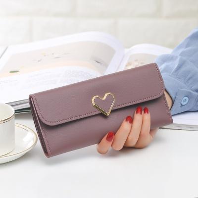 China Wholesale Durable Heart Long Women's Wallet Multi-position Buckle Mobile Phone Card Purses and Purses for sale