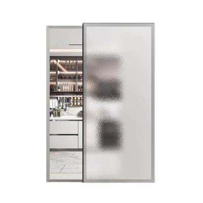 China Ghost Design Slim Door Design Kitchen Frame Tempered Glass Sliding Hidden Aluminum French Doors Track Sliding Door Interior for sale