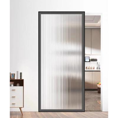 China Slim Decoration Tempered Glass Frame Ghost Door Design Sliding Hidden Aluminum French Doors Track Kitchen Sliding Door Interior for sale