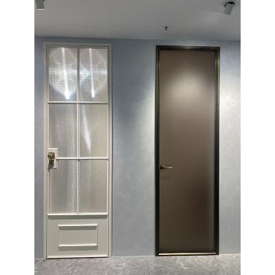 China Double Tall Aluminum Flat Thin Tempered Glass Swing Frame Narrow Casement French Door Customized Doors Decoration for sale