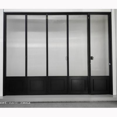 China Interior Bi Fold Doors Aluminum Hotel Windproof Folding Glass Door Office Tempering Glass Industrial Folding Door for sale