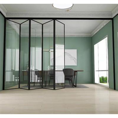 China Aluminum Tempering Glass Aluminum Folding Windproof Bi Fold Doors Office Patio Door Hotel Interior Glass Office for sale