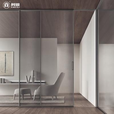 China Modern Design Home Office Interior Glass Bedroom Decoration Slim Sliding Door Frame Stacking Aluminum Sliding Door for sale