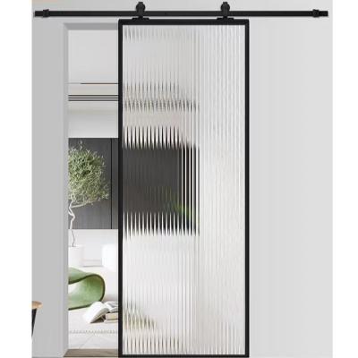 China Sound Insulation Sliding Single Track Soundproof Aluminum French Kitchen Style Barn Door Glass Barn Door for sale