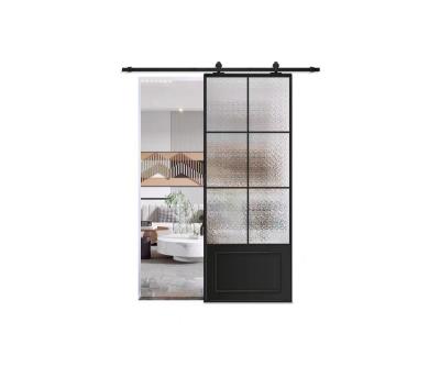 China soundproof single track barn door aluminum kitchen sound insulation sliding barn door french style glass barn door for sale