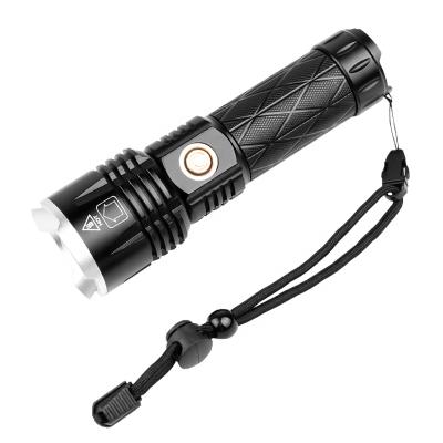 China Input and Output Asafee P90 Led Torch Powerful Rechargeable Waterproof Led Flashlight Type-C Charging 5 Modes Zoom High Power Flashlight for sale