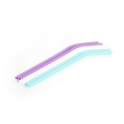 China 6 Pieces Sustainable Food Grade Silicone Colored Straw Straight And Leaning Type for sale