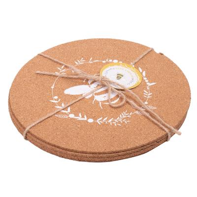 China Minimalist Cork Cup Holder Tea Cup Mat Round Shape Natural OEM Water Absorption Tripod Cork Coaster Placemats for sale