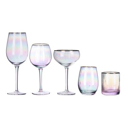 China Minimalist Hand Blown Red Wine Glasses Clear Crystal Trendy Design Color Fashion Shape Gloss Tall Premium White Wine Glass Wine Glass for sale