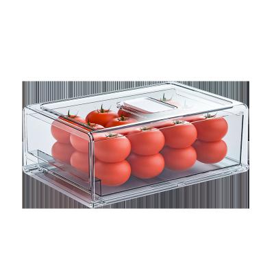 China FUTURE NINGBO Sustainable Drawer Fridge Transparent Stackable Bin With Frame for sale